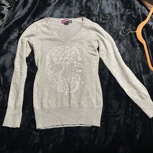 Light Grey Diamond Skull Sweater/Cardigan